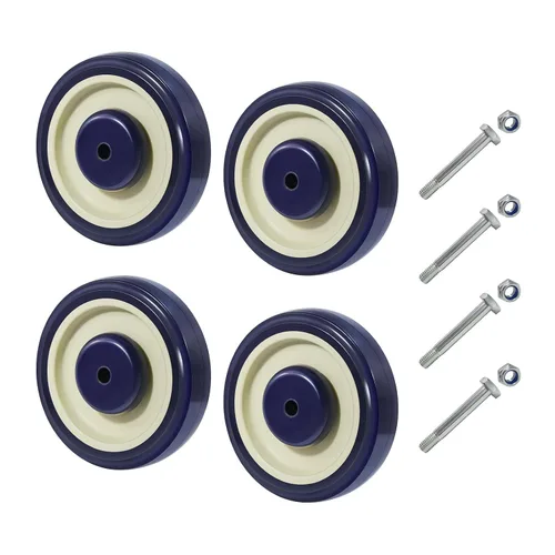 Vista 11 de Kit de Reemplazo de Rueda de Carrito de Compras de 5", Juego de 4 Ruedas Giratorias de Poliuretano, Ruedas con Eje de 3/8" de Diámetro