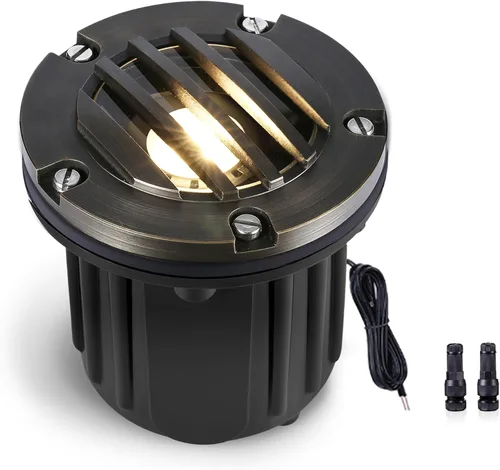 Vista 11 de Gardenreet Luz de pozo de latón - Iluminación de paisaje impermeable para exteriores de 12V LED enterrada, lámpara de bajo voltaje con bombilla