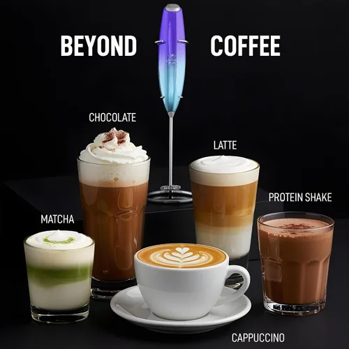 Vista 82 de Zulay Milk Boss Espumador de leche potente manual, hace espuma para latte, batidor para mezclar bebidas, café, miniespumador para capuchino, frappé