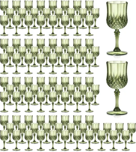 Vista 10 de XUWAIDSGN 16 Piezas Copas de Vino Vintage de Plástico de 7oz Vasos para Beber Irrompibles Cristalería para Bodas Copas de Agua de Cristal