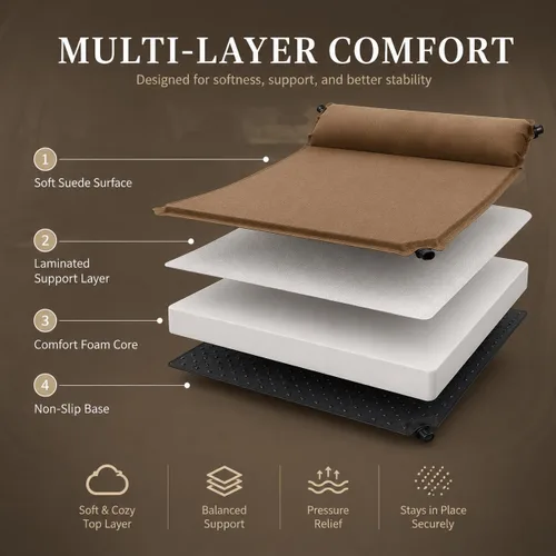 Vista 7 de SUV Air Mattress for Mazda CX-70, Inflatable Car Bed with Pillow, Soft Suede Travel Sleeping Pad for Car Camping,Grey
