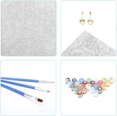 Vista 5 de Komking Pintura por números para adultos, niños principiantes, kits de pintura por números sobre lienzo, kits de pintura para manualidades, regalo
