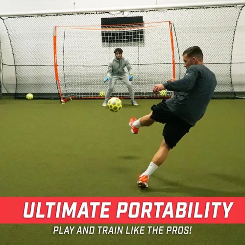 Vista 7 de GoSports Portería de fútbol sala ELITE - Tamaño 3 M x 2 M, marco plegable tipo arco y red - Juega y entrena como los profesionales, incluye bolsa