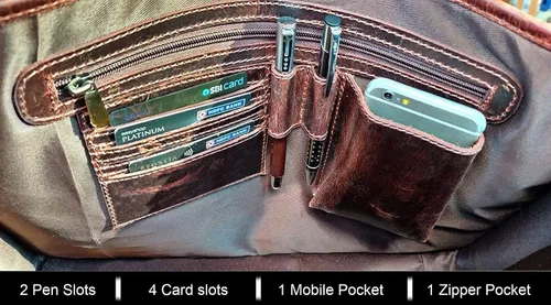 Vista 2 de 15 "bolso de mensajero de cuero de búfalo para computadora portátil, maletín de oficina, regalo para hombres, bolsa de hombro desgastada, Marrón