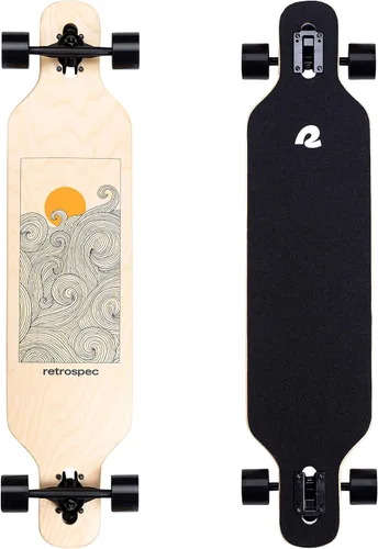 Vista 9 de Retrospec Rift Drop-Through Longboard Skateboard Complete Canadian Maple Wood Cruiser w/Drop-Through Trucks for Commuting, Cruising, Carving &
