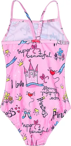 Vista 2 de TENVDA Trajes de baño de una pieza para niñas, traje de baño deportivo con cuello halter