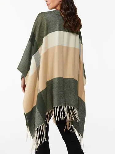 Vista 96 de Moss Rose Chal de viaje para mujer, capa tipo poncho de frente abierto para otoño e invierno