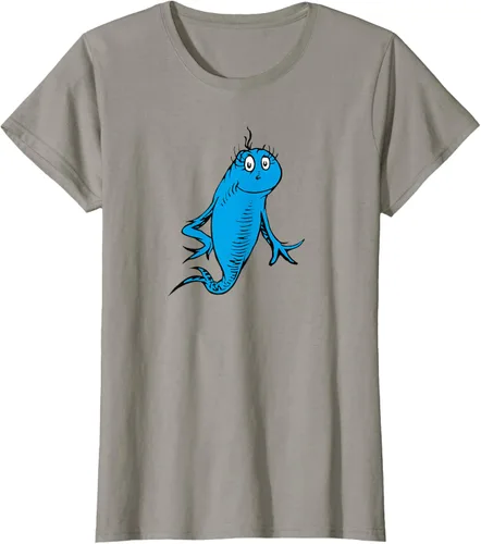 Vista 80 de Dr. Seuss Blue Fish Character - Camiseta con licencia oficial Negro