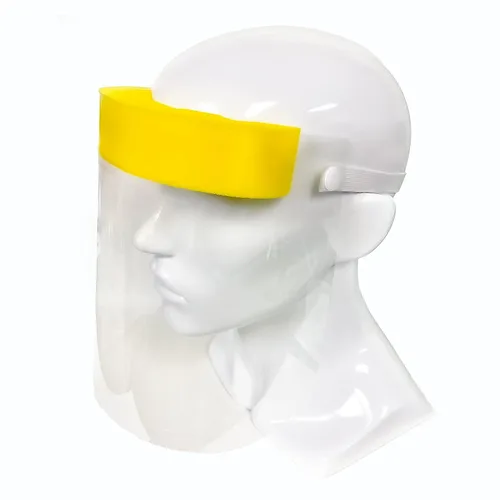 Vista 4 de Paquete de 3 protectores desechables transparentes con correa elástica y diadema de espuma ventilada 3 paquetes amarillo/transparente