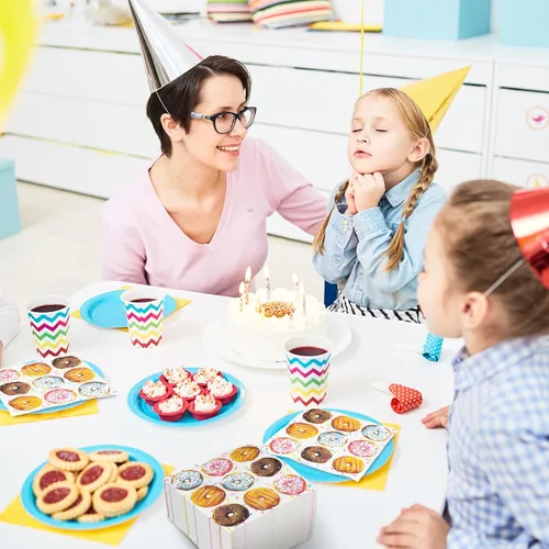Vista 7 de Whaline 80 hojas de servilletas de papel para fiesta de donas coloridas, servilletas desechables para almuerzo, postre cena, servilletas de mano