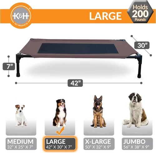 Vista 5 de K&H PET PRODUCTS - Cuna elevada para mascotas con centro de malla, varios tamaños Malla Chocolate/Negro