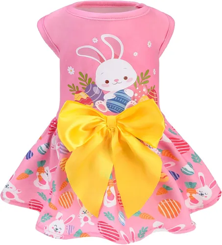Vista 11 de PUPTECK Vestido estampado para perro, ropa para mascotas para el 4 de julio con lindo corbatín para cachorros, bandera, XS Estilo americano