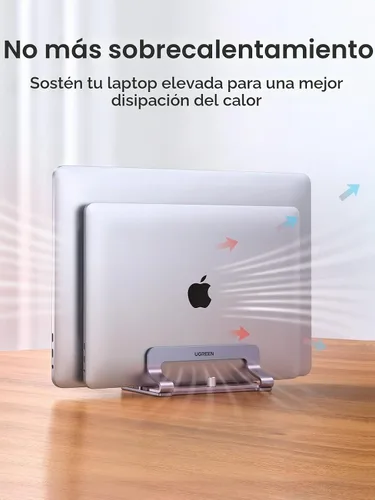 Vista 5 de UGREEN - Soporte vertical para laptop de 2 ranuras para escritorio, compatible con MacBook Pro Air, Lenovo Ideapad, Surface Book, HP Notebook, Dell
