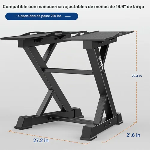 Vista 2 de Estante Ajustable para Mancuernas Estante de Pesas Resistente, Soporte de Almacenamiento de Mancuernas para Gimnasio en Casa con Base