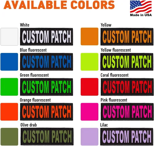 Vista 2 de Dogline Parche de texto blanco brillante personalizado para arnés de chaleco o collar, parches personalizados con texto personalizable con gancho