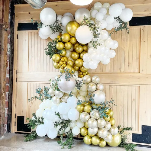 Vista 4 de KOMOREBI Globos blancos de 10 pulgadas, 100 globos blancos lisos de látex para cumpleaños, compromiso, boda, baby shower, aniversario, decoración