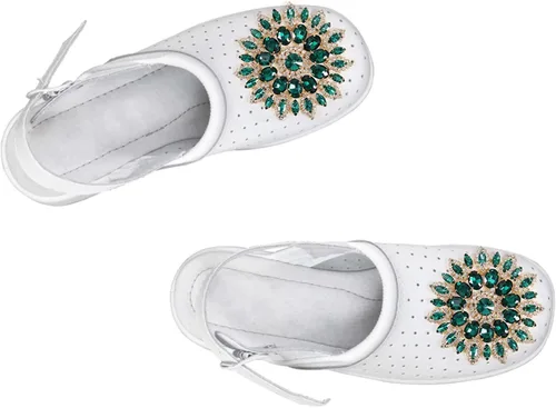 Vista 2 de Broche de flores de diamantes de imitación de cristal, base de oro verde para mujer, broche de ramillete grande de 4.3 in, bolso de bufanda