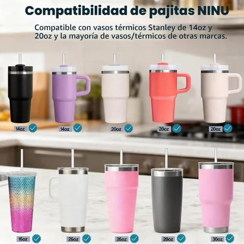 Vista 4 de Paquete de 6 pajitas transparentes de repuesto para vaso Stanley de 20 onzas y 14 onzas, pajitas reutilizables de plástico de 8.85 pulgadas