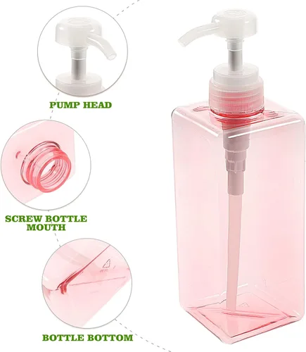 Vista 5 de Zerodeko 1 botella vacía de 22.0 fl oz botella cuadrada con bomba dispensadora de botella recargable para lavado facial champú jabón de manos