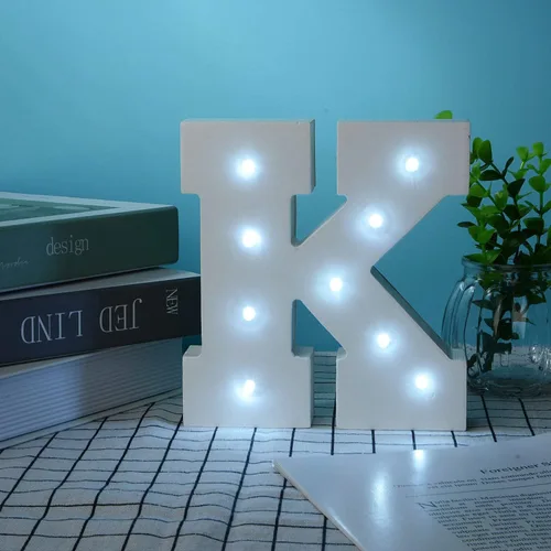 Vista 78 de Ulalaza Letrero de luz LED en blanco y negro, 2 letras AA alimentadas por batería para boda, fiesta de cumpleaños, lámpara de Navidad, luz nocturna