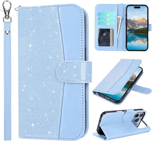 Vista 40 de ULAK Funda tipo billetera compatible con iPhone 15 para mujeres, funda tipo cartera con estampado floral de piel PU premium con porta tarjetas