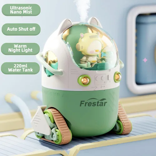 Vista 2 de Mini humidificador USB de 7.4 fl oz con luz nocturna LED, pequeño y lindo humidificador en adorable muñeca para niños, plantas, dormitorio, oficina