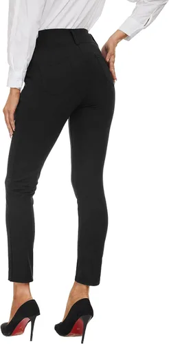 Vista 3 de XELORNA Pantalones de yoga para mujer, leggings elásticos y ajustados, pantalones casuales de negocios, con bolsillos