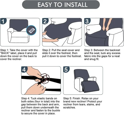 Vista 5 de Funda para Silla Reclinable 100% Impermeable, 1 Pieza Fundas Elásticas para Sofá Reclinable Lavables para Silla Reclinable para Mascotas, Perros