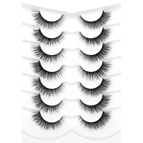 Vista 84 de Pooplunch - Pestañas postizas estilo ojo de gato, extensión de volumen 8D natural, finas, cortas, de visón sintético, tiras de pestañas postizas