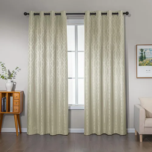 Vista 13 de Amazon Basics Cortinas Jacquard 100% opacas de 2 piezas, cortinas para sala de estar y dormitorio, tratamiento de ventana con aislamiento térmico