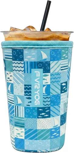Vista 145 de Reusable Insulated Neoprene Iced Coffee Sleeves for Iced Coffee Cups, Coffee Coolies sleeves for Iced & Hot Drinks
