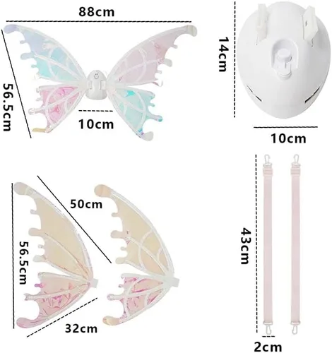Vista 4 de cojodopo Disfraz de alas de mariposa eléctricas, alas luminosas de elfo para niños y perros con música brillante brillante accesorios de vestir