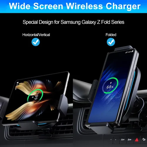 Vista 3 de Cargador de coche inalámbrico para Samsung Galaxy Z Fold 7 6 5 4 3 2, 15 W, soporte de coche de carga rápida, accesorios de coche, soporte