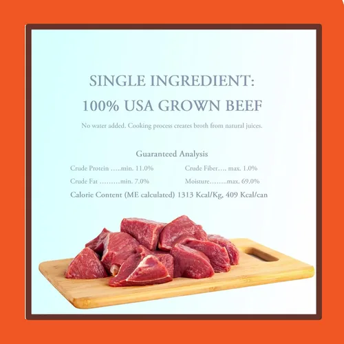 Vista 7 de Alimento húmedo para perros 100% de carne de res, un solo ingrediente, mezclador y adorno rico en proteínas, pastel de carne en caldo de hueso, lata