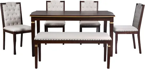 Vista 8 de P PURLOVE - Juego de mesa de comedor de cocina para 6 personas (espresso)