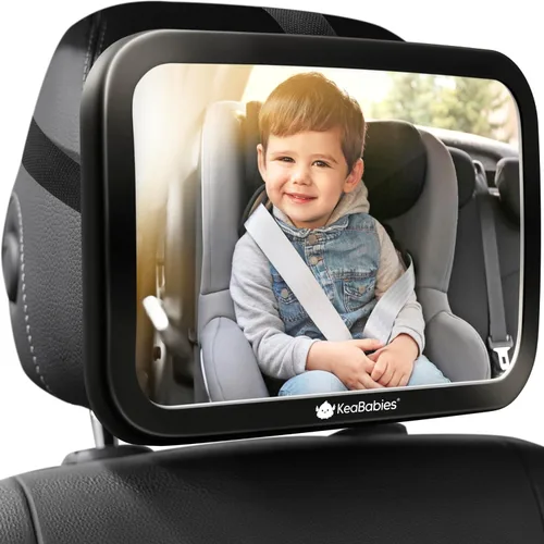 Vista 10 de KeaBabies Espejo de asiento de coche para bebé, visión amplia, inastillable Negro mate