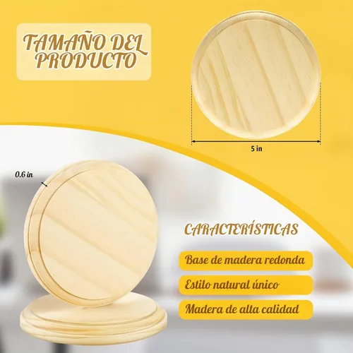 Vista 2 de Jetec - Placa de madera redonda de 5 pulgadas, círculos de madera