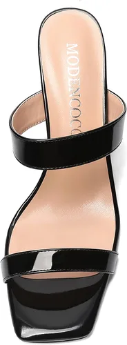 Vista 3 de MODENCOCO Sandalias de tacón alto para mujer, con puntera abierta, de patente, de moda, de 3.3 pulgadas