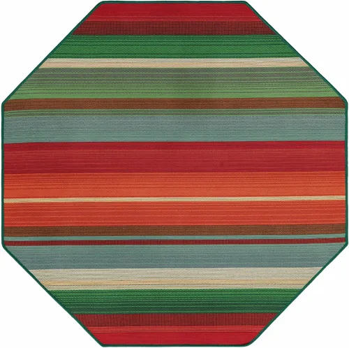 Vista 2 de Unique Loom Outdoor Modern Collection - Alfombra de área Jaco (4 pies 1 pulgada octágono multi/azul claro)