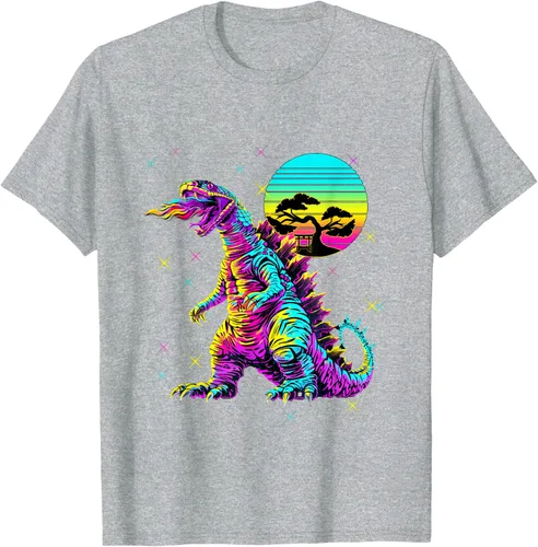 Vista 30 de Cool Streetwear synthwave 80s 90s retro anime snakezilla camiseta, Negro