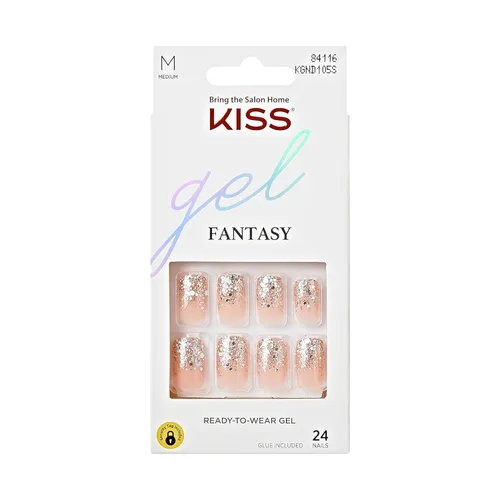 Vista 14 de KISS Gel Fantasy, uñas a presión, pegamento de uñas incluido, 'Aim High', negro, tamaño corto, forma cuadriculada, incluye 28 uñas, 0.07 onzas