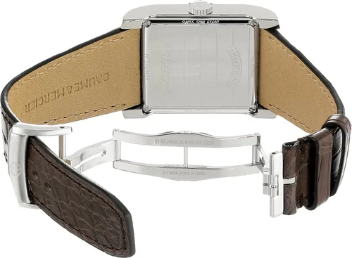 Vista 5 de Baume Mercier 10028 Hampton reloj con malla de cuero semiautomático para hombre color marrón