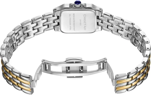 Vista 5 de CHEETAH Relojes de oro para mujer con pulsera vintage pequeña, esfera romana rectangular