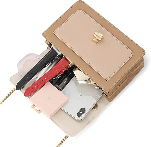 Vista 8 de Bolsos cruzados de cuero con bloques de color para mujer, bolsos cruzados de cuero, bolsos de diseñador lindos, bolso de hombro, tamaño mediano