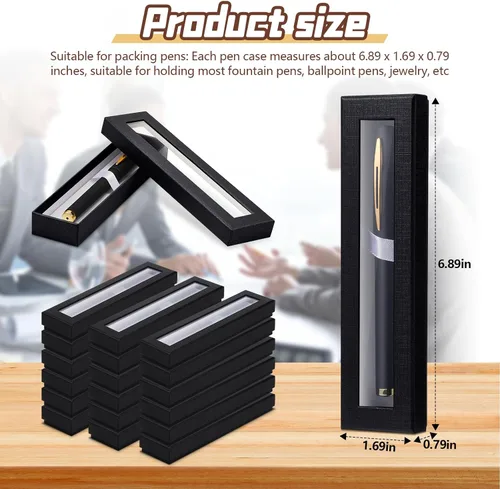 Vista 3 de Colarr Caja de regalo de 36 bolígrafos, caja vacía para bolígrafos con cojín tapa transparente, vitrina de joyería para colección de regalos, Negro