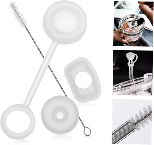 Vista 9 de BESTYASH 12Pcs Silicone Spill Stopper Set with Straw Cleaner Brush Compatible with Stanley Cup Includes Stoppers Straw Tip Cover for Leakproof