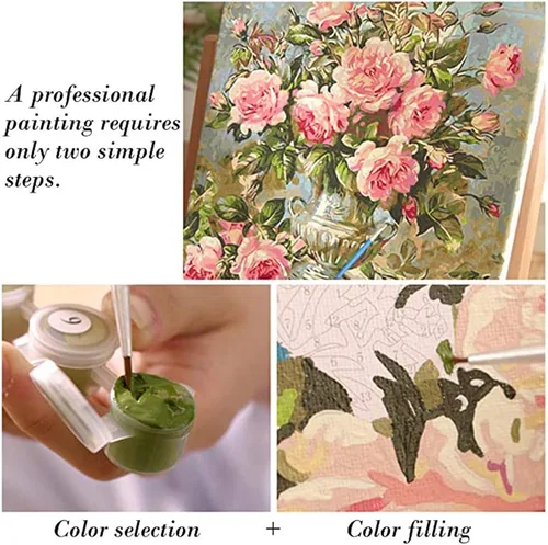 Vista 4 de Tucocoo Kits de pintura por números de flores de equinácea con pinceles y pigmento acrílico sobre lienzo para adultos, hermoso proyecto