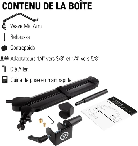 Vista 6 de Brazo articulado Elgato Wave Mic - Brazo tipo boom de transmisión premium con canales de gestión de cables, abrazadera de escritorio, adaptadores