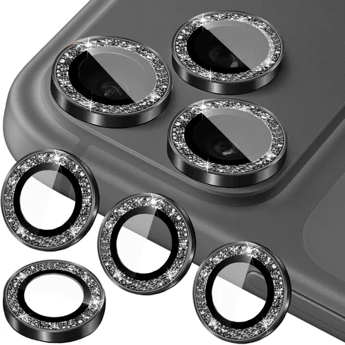 Vista 18 de Protector de lente de cámara compatible con iPhone 15 Plus y iPhone 15 (paquete de 4, 2 juegos), con purpurina brillante, funda de cámara