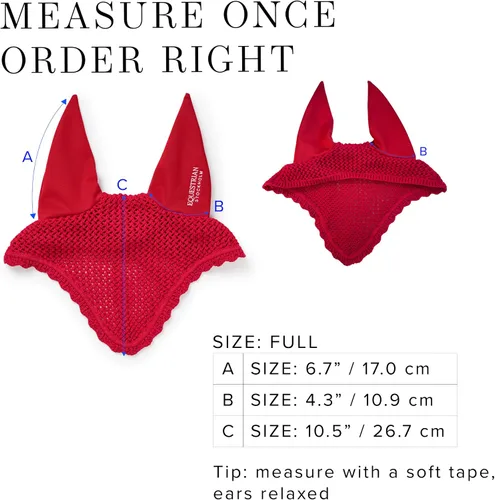 Vista 7 de Equestrian Stockholm Horse Ear Bonnet, Fly Protection Noise-Muffling Design Red